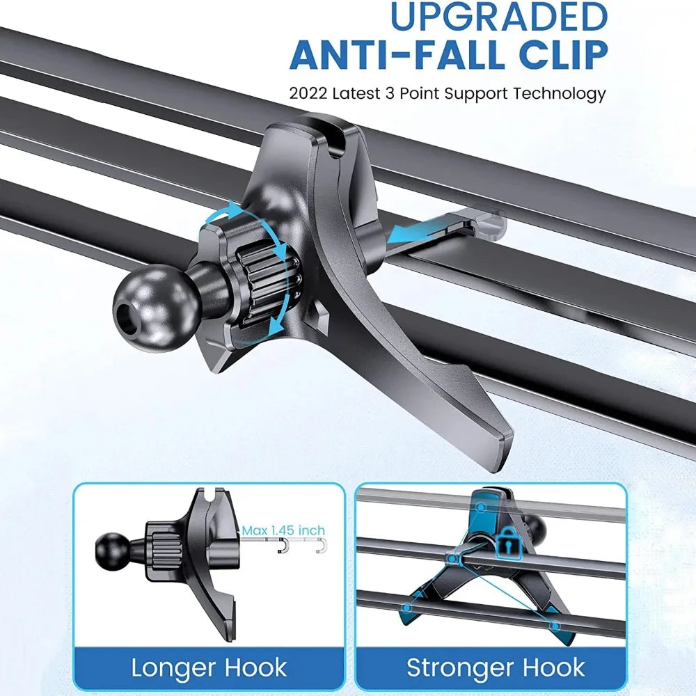 17mm Ball-Head Car Air Vent Clip — Universal Air Outlet Phone Holder Hook Clamp for Mobile & GPS