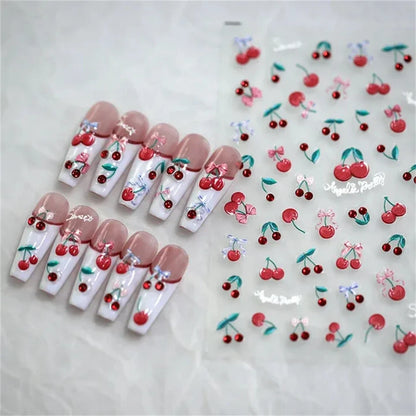 Vintage Rose Flower Nail Stickers – Red & Blue Laser Gold/Silver Nail Art Decals for Manicure Design DIY Beauty Tool