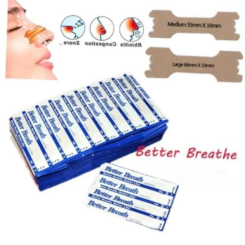 100/200/300PCS Nasal Breathing Strips — Anti-Snoring Nose Patch for Better Sleep and Easier Breathing
