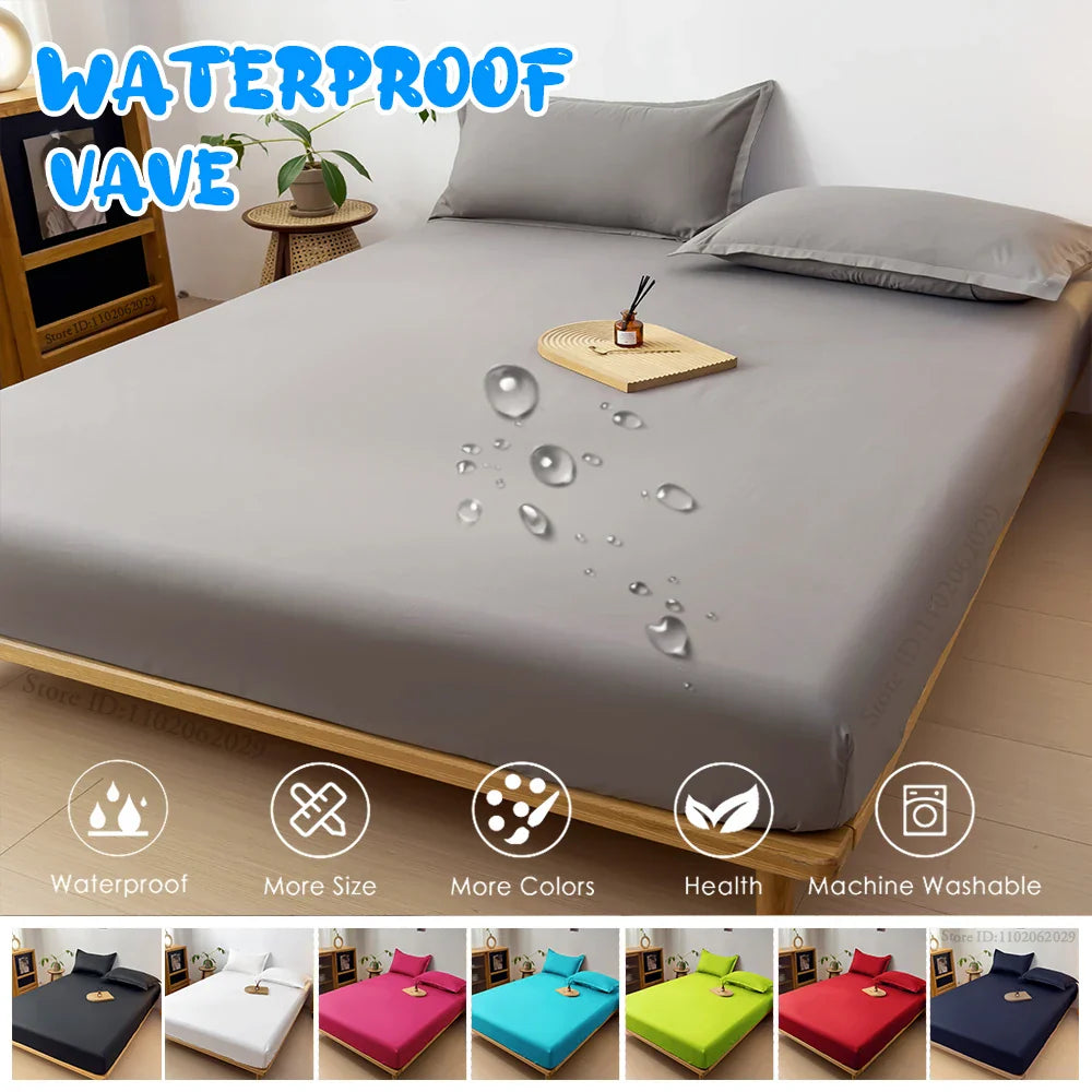 Waterproof Fitted Mattress Cover — Thick Bed Protector Sheet for Single, Double, Queen & King Size Beds
