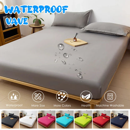 Waterproof Fitted Mattress Cover — Thick Bed Protector Sheet for Single, Double, Queen & King Size Beds