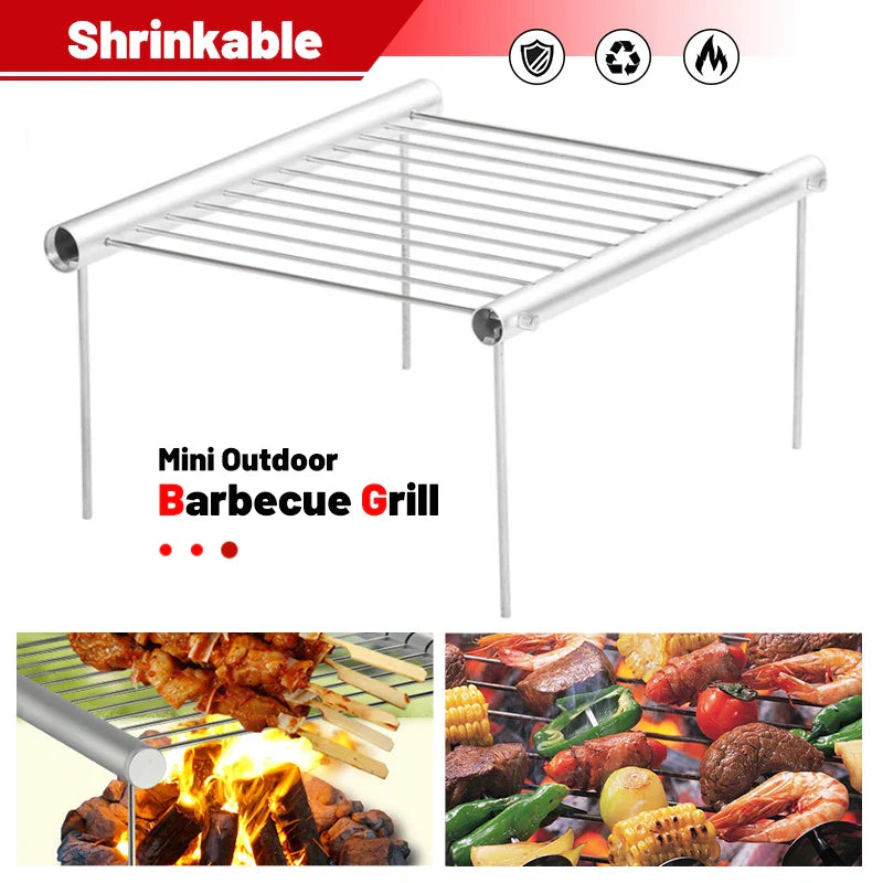 Portable Stainless Steel BBQ Grill - Folding Mini Barbecue Grill for Home, Park, and Picnic, Outdoor Cooking Accessories