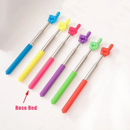 Stainless Steel Telescopic Teaching Pointer – Finger-Design Reading & Presentation Stick for School & Office Supplies