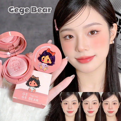 Gege Bear Cushion Blush with Powder Puff – Long-Lasting Blendable Cream Blusher Makeup