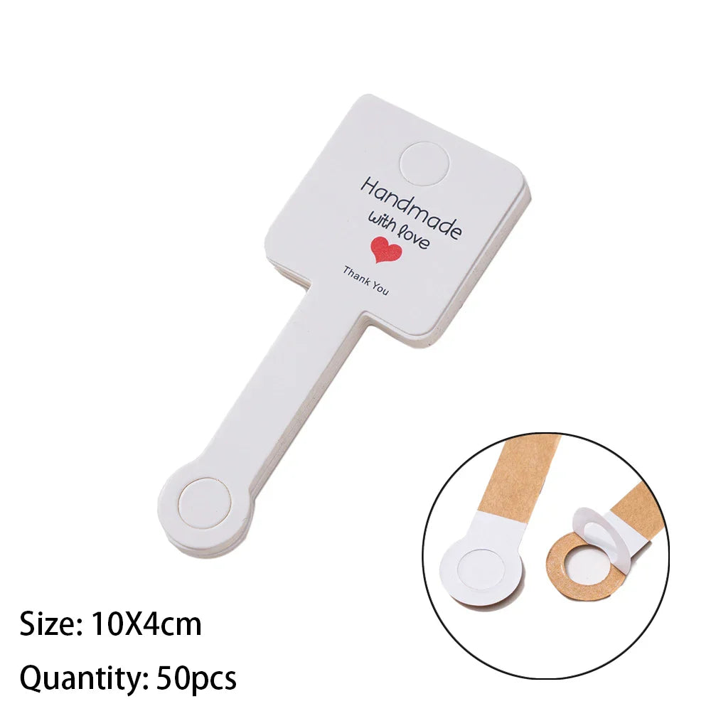 50PCS Self-Adhesive Display Card — 4x10cm Price Tags for Bracelets, Keychains & Jewelry Packaging, Small Business Labels