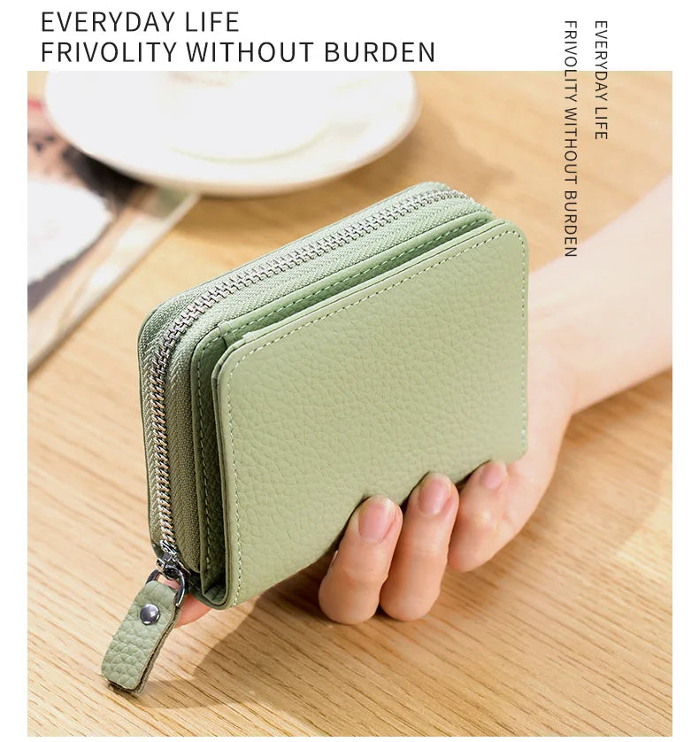Genuine Leather RFID Short Wallet – Cowhide Card Holder Mini Coin Purse & Key Pouch for Men and Women