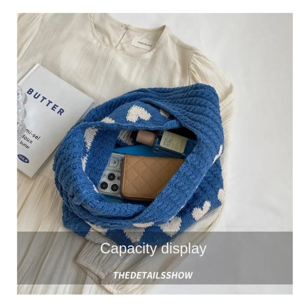 Knitted Handbags for Women - Large Capacity Totes, Shoulder Bag - Autumn Winter Purses, Casual Woven Shopping Bag