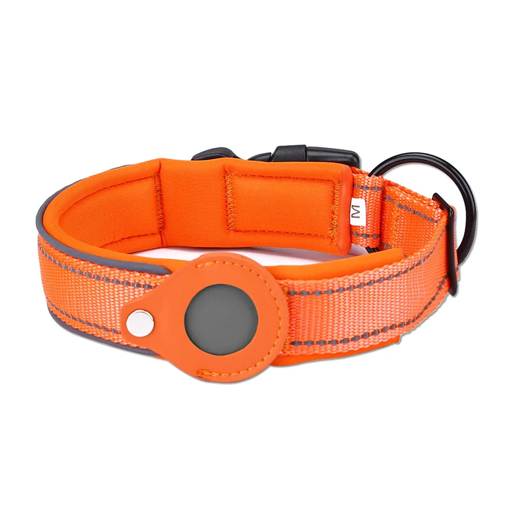 Reflective Padded AirTag Dog Collar – Integrated AirTag Holder for Small, Medium & Large Dogs