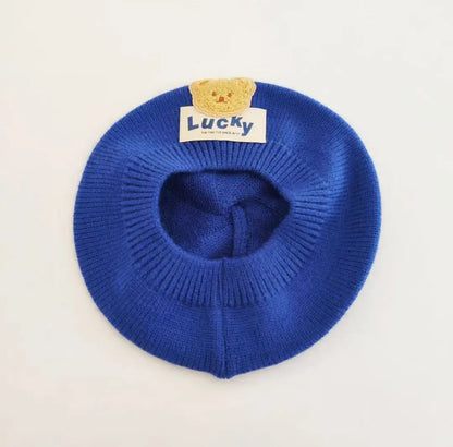 Flower Baby Beret Hat - Warm Knitted Winter Beanie Cap for Infant Girls & Toddlers