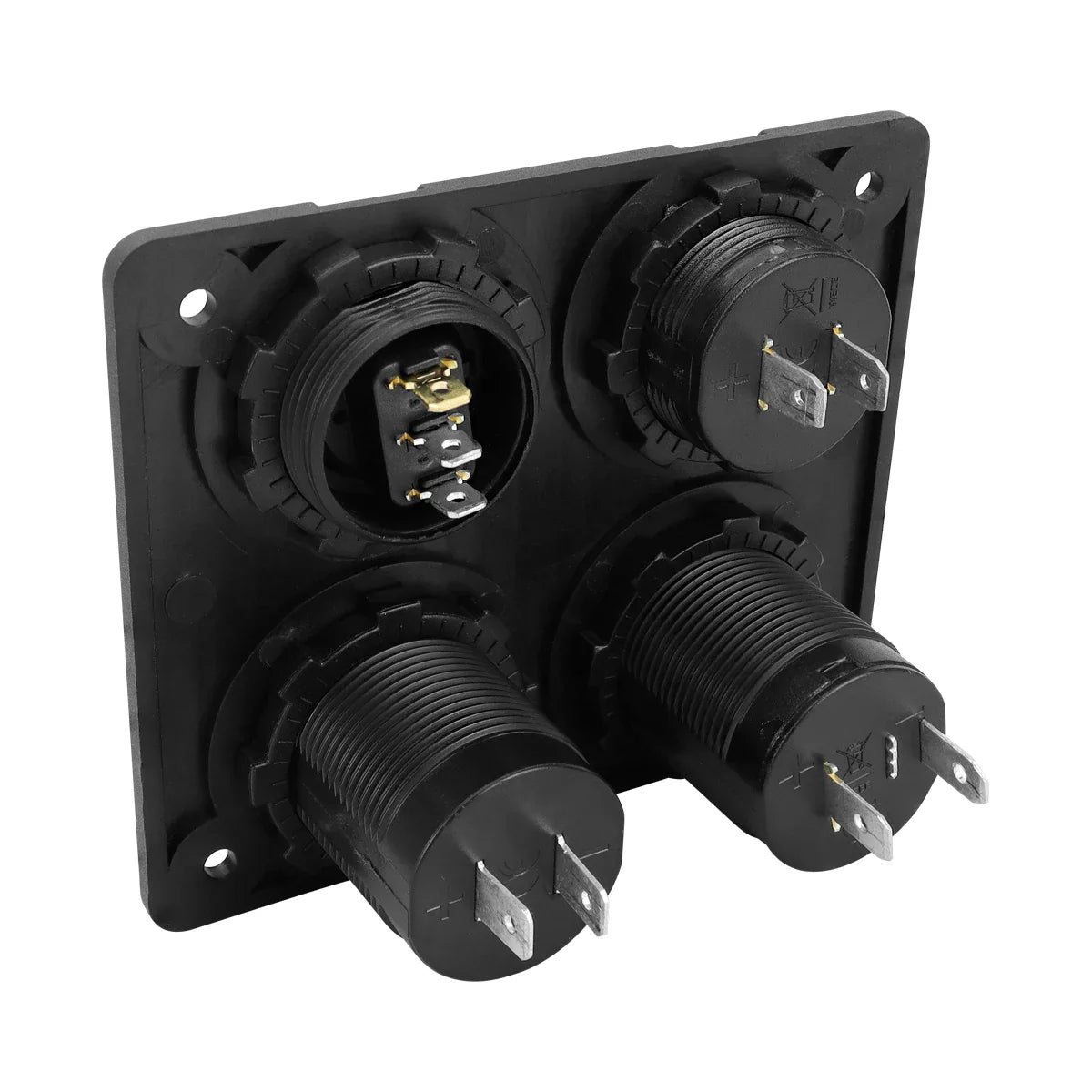 4-in-1 12V/24V Dual USB Power Adapter Panel 3.1A with LED Voltmeter & Rocker Switch for Car, RV, Truck & Marine Use