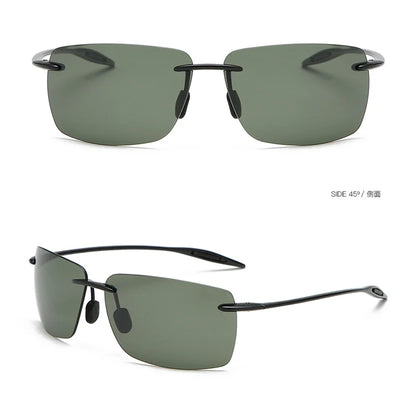 Classic Sports Rimless Sunglasses – UV400 Protection, Rectangle Frame for Men & Women, Ideal for Driving, Golf, and Outdoor Activities