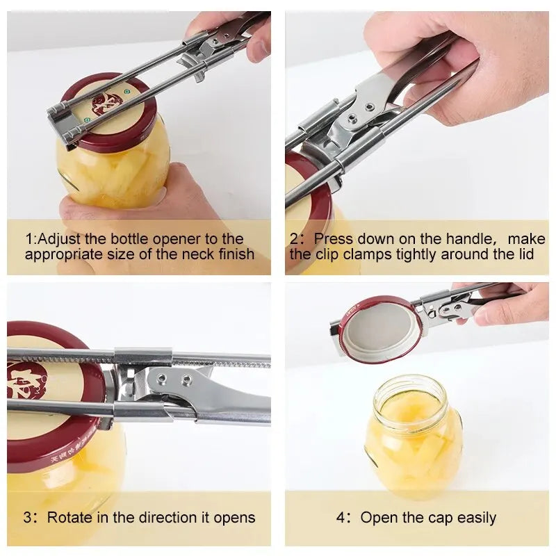 Adjustable Stainless Steel Can Opener | Non-Slip Bottle Opener | New Kitchen Tool