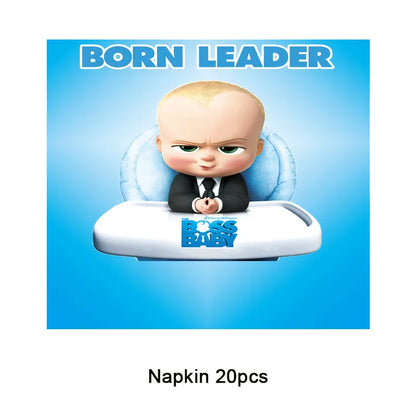 Cartoon Boss Baby Birthday Party Set - Disposable Tableware, Backdrop & Balloons for Kids Baby Shower Decor
