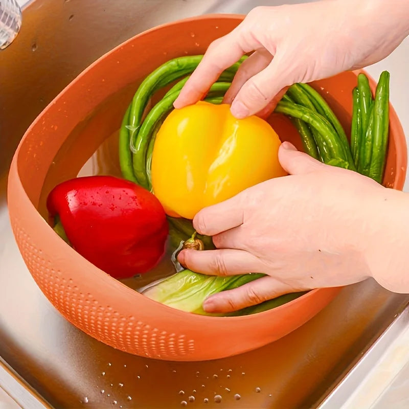 Multifunctional Drainage Basket – Plastic Rice Washing Sieve and Filter Basket | Creative Kitchen Tool