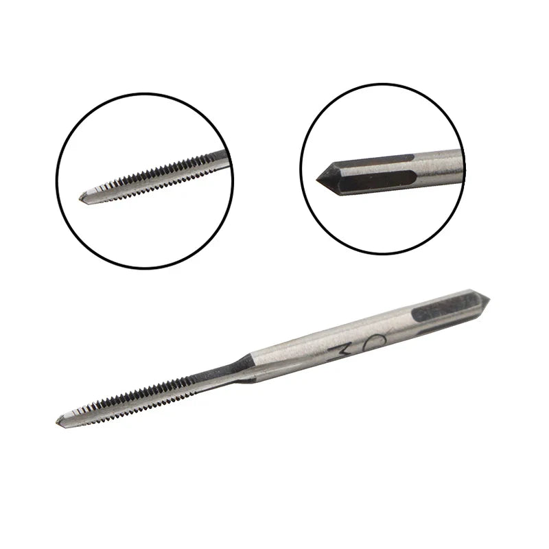 2pcs M1-M1.6 Mini Thread Tap Drill — Straight Flute Metric Screw Hole Tap for Eyeglasses Repair