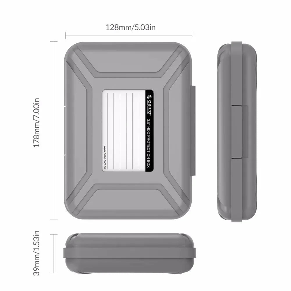 ORICO 3.5" HDD Protective Case – Dustproof & Waterproof SATA Storage Box, Portable Hard Drive Caddy Cover