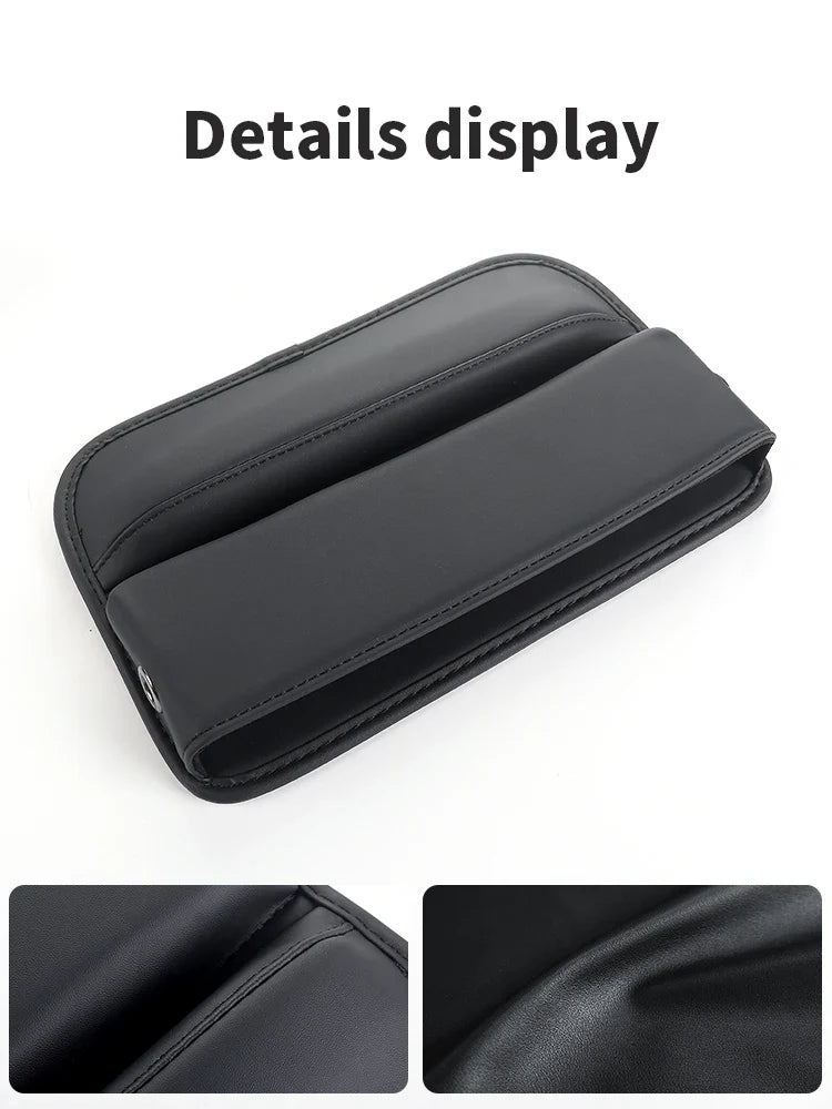 Leather Car Seat Gap Organizer – Multifunction Console Crevice Filler, Side Storage Box with Cup Holder, Car Interior Storage Pocket