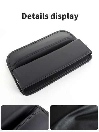 Leather Car Seat Gap Organizer – Multifunction Console Crevice Filler, Side Storage Box with Cup Holder, Car Interior Storage Pocket