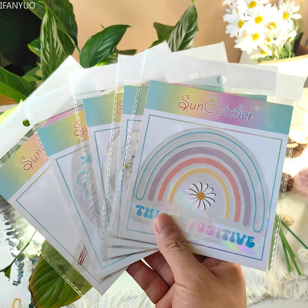 PVC Self-Adhesive Glass Window Stickers | Sun Catcher Cat Moth Energy Suncatcher | Rainbow Prisms Sunlight Decals
