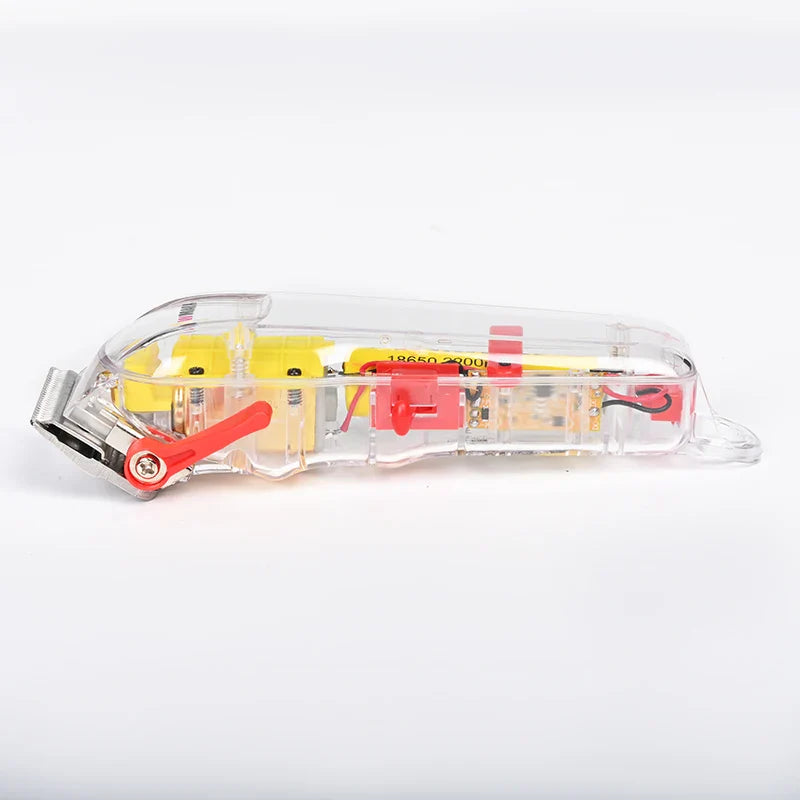 WMARK NG-108PRO Rechargeable Hair Clippers – 7300RPM Transparent Cover Trimmer with Red Base