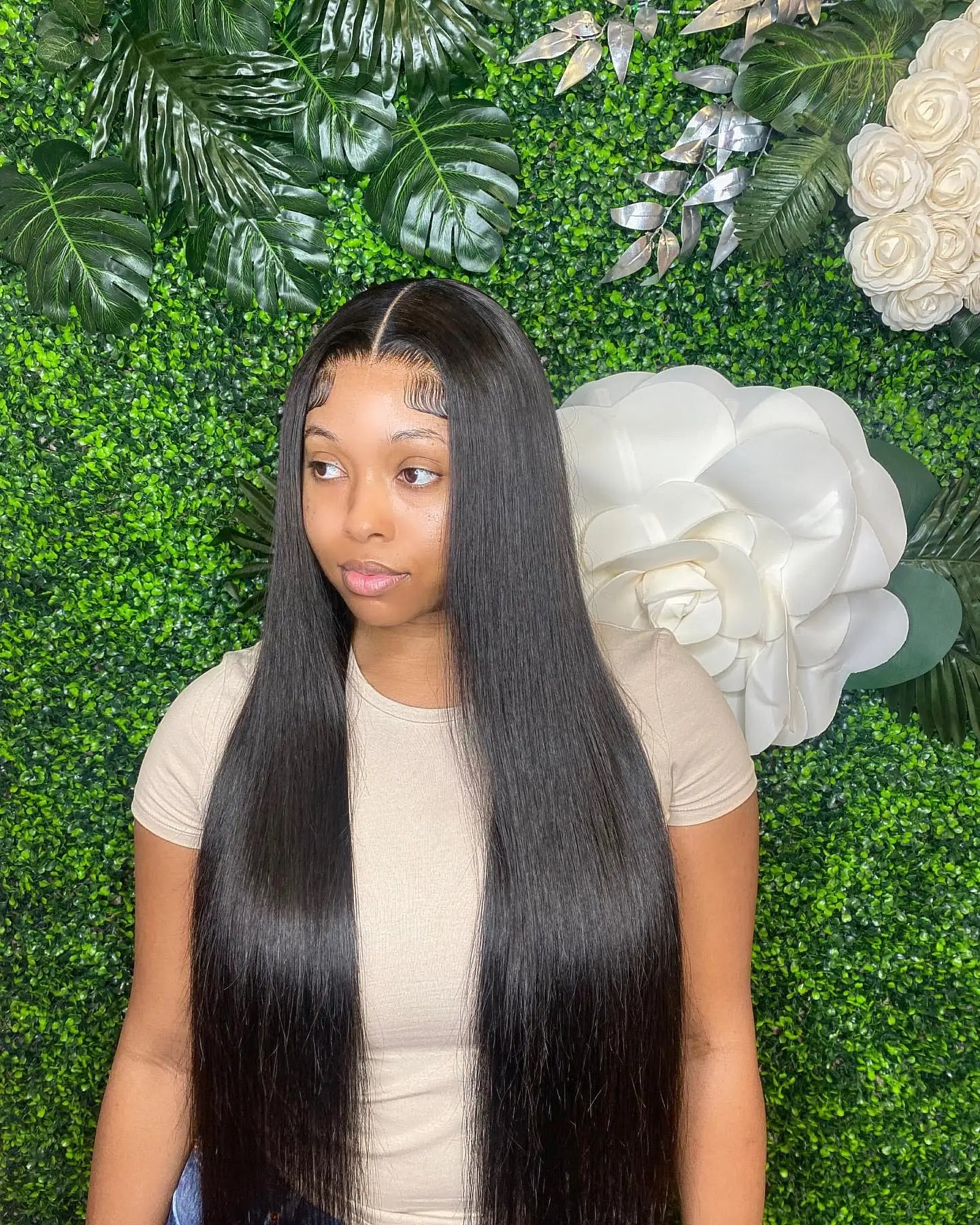 Pre-Cut Glueless 13x6 HD Lace Frontal Wig – 40 Inch Straight Human Hair, Pre-Plucked Ready-to-Wear for Women