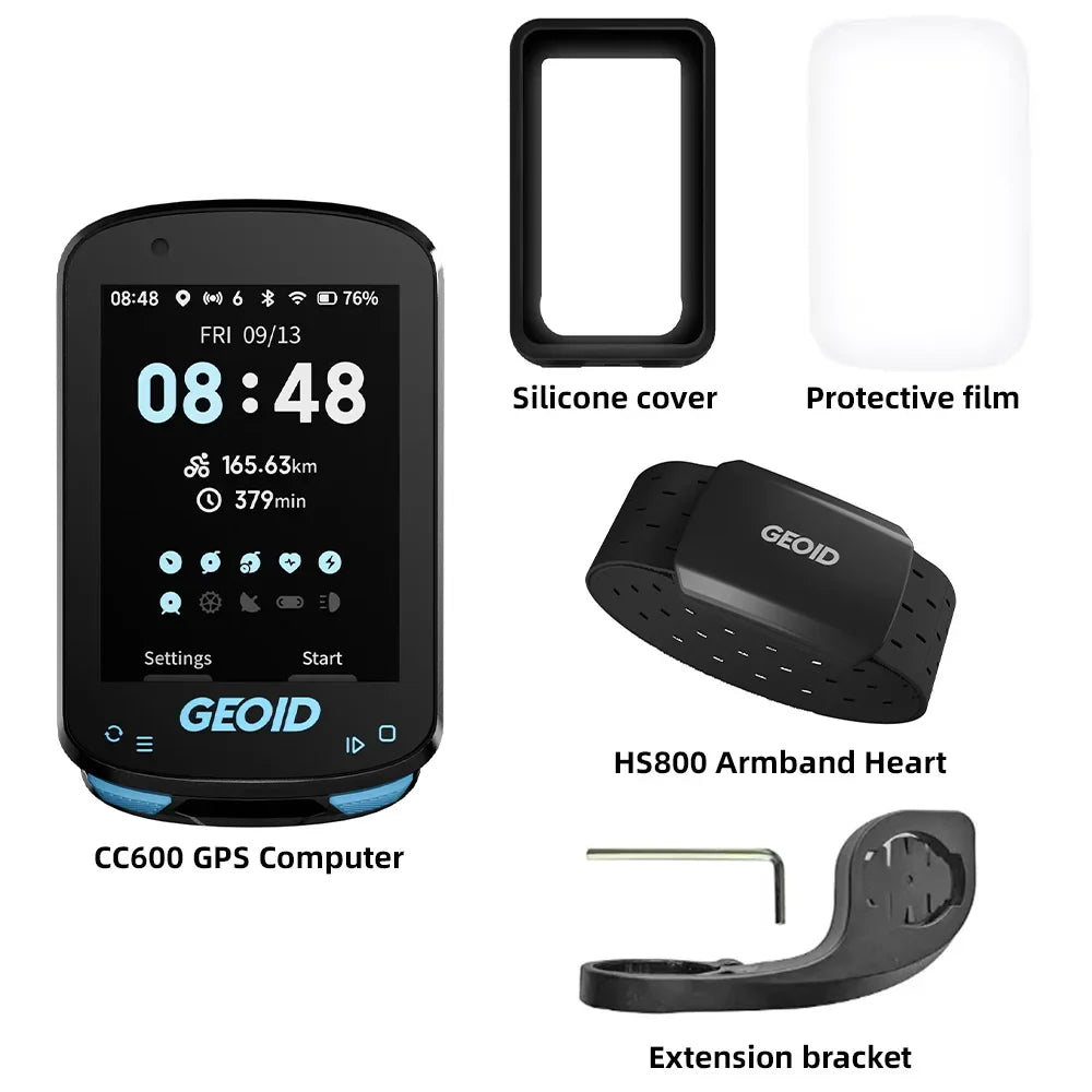 GEOID CC600 Bike Computer – Color Screen Smart GPS Speedometer with Wireless ANT+, WIFI, 11 Languages & Cycling Odometer