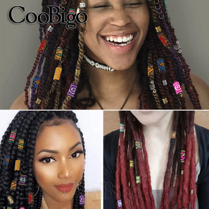 Braid Hair Rings & Tubes — Hip-Hop Dreadlock Beads, Embroidery Fabric Clips, Cuffs & Hair Decor DIY Craft Supplies by CooBigo