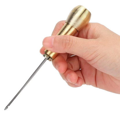 9 Piece Leather Sewing Kit - Includes Copper Handle Awl and Needle Set, Ideal for Repairing Leather, Canvas, Tents, and Shoes