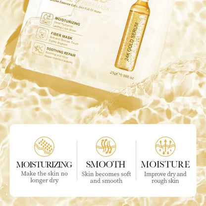 15PCS 24K Gold Hyaluronic Acid Face Masks – Firming, Moisturizing & Brightening Hydrating Skincare