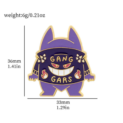 Gengar Cartoon Enamel Brooch — Anime Lapel Pin for Backpack Accessories, Fan Collection & Jewelry Gift