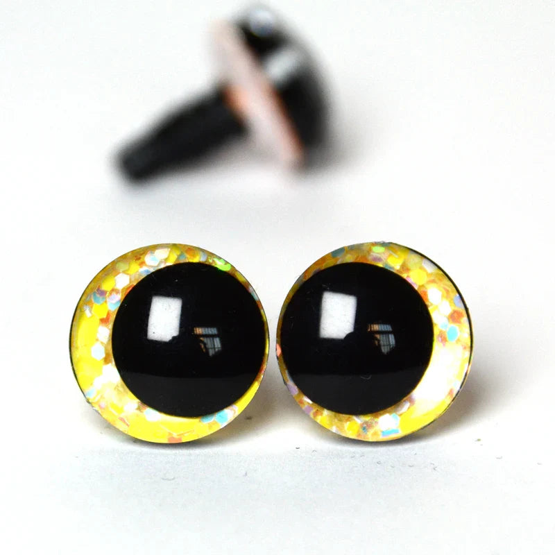 20pcs 3D Cartoon Glitter Doll Safety Eyes – Strange Eyes with Hard Washer, 16mm-30mm for Toys