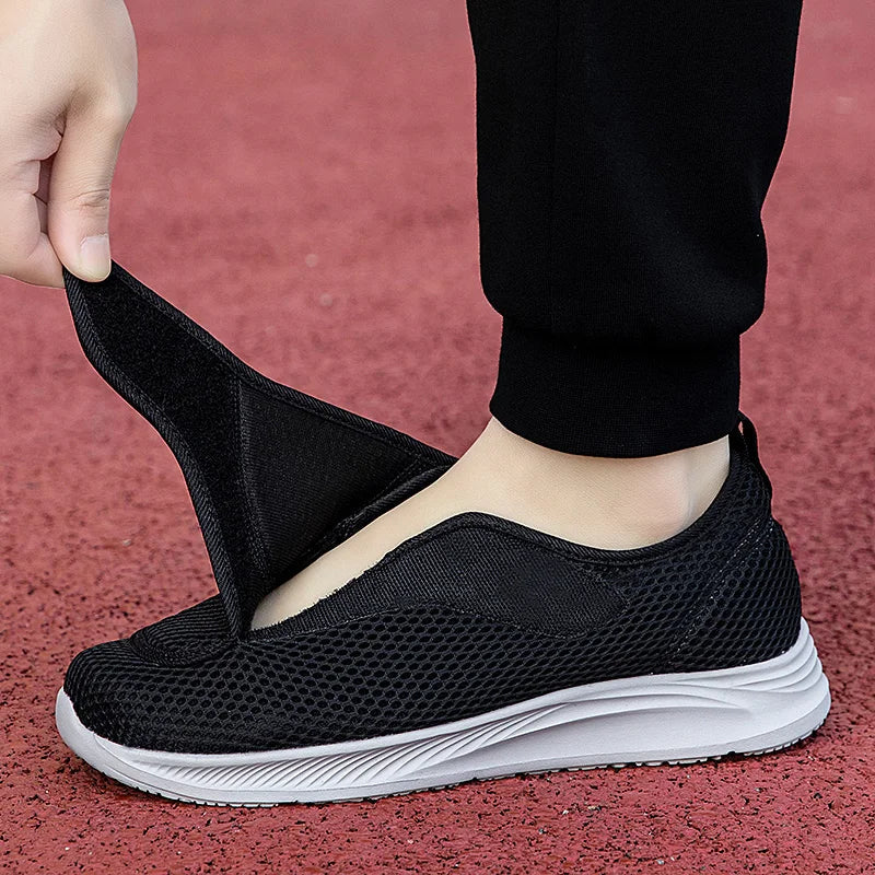 Adjustable Lightweight Open Walking Shoes for Men, Comfortable Diabetic Sneakers for Swollen & Elderly Feet, Breathable Support Fit