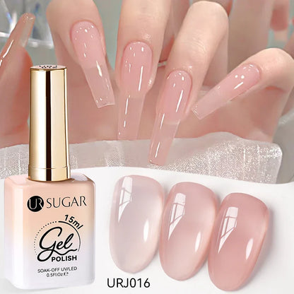 UR SUGAR 15ml Jelly Milky White Gel Polish – Translucent UV Soak Off Nail Art Varnish Semi-Permanent Fashion Nail Color