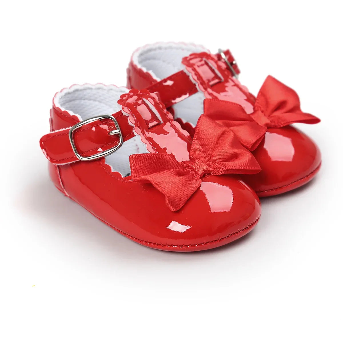 Meckior Baby Girls Dress Shoes - Classic Bowknot PU First Walker Shoes with Non-Slip Rubber Sole
