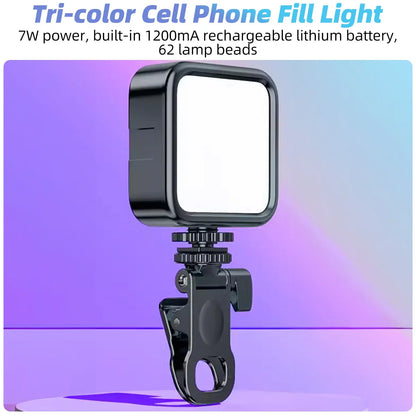 Portable LED Selfie Light Clip — Ring Flash Fill Light for iPhone, Samsung, iPad, Mobile & Laptop