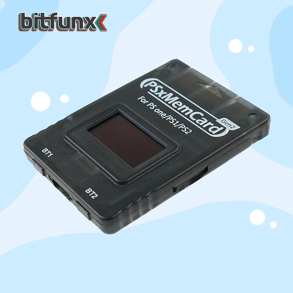 Bitfunx PSxMemCard Gen2 – Game Save Storage for PS1 & PS2 Games, Compatible with PlayStation Consoles