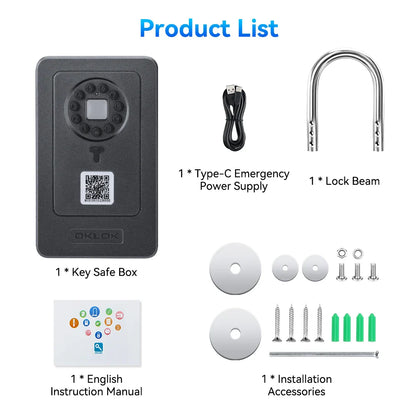 Camluxy Smart Key Box with Fingerprint & Digital Code Lock - Secure Storage with IC Card & Combination Unlock