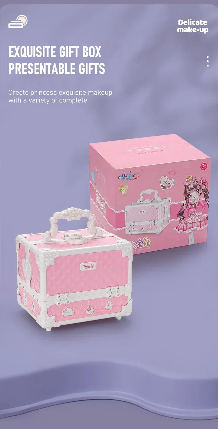 49 Piece Kids Makeup Kit for Little Girls – Washable Real Princess Makeup Set with Cosmetic Case, Birthday Gift Play Set