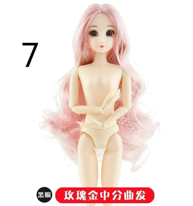 30cm Fashion Princess Babi Doll – 3D Eyes, 20-Joint DIY Plastic Doll for Girls, BJD Model