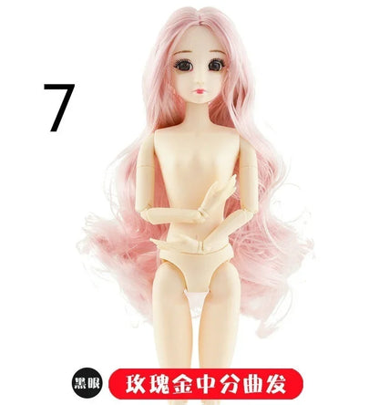 30cm Fashion Princess Babi Doll – 3D Eyes, 20-Joint DIY Plastic Doll for Girls, BJD Model
