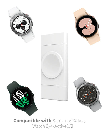 2-in-1 Dual Interface Wireless Charger — Fast Charging Station for Apple Watch 8/7/6/5/SE & Samsung Galaxy Watch 5/4/3/2