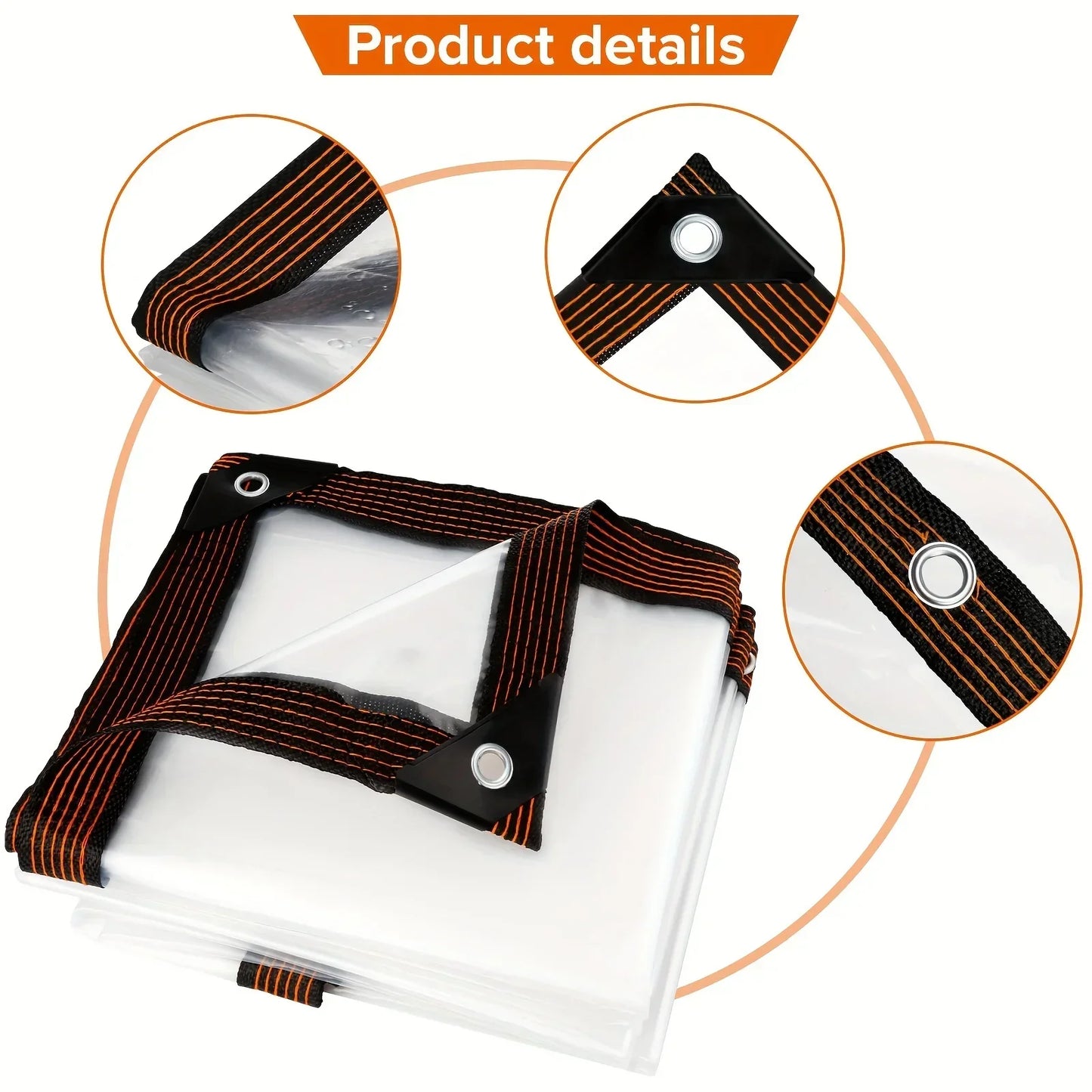 Clear Waterproof Polyester Tarp – Reinforced Grommet Cover for Garden, Patio & Outdoor Protection