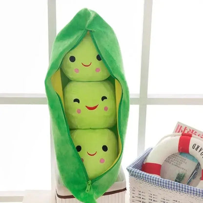 Plush Pea Pillow Toy - Cute Kawaii Stuffed Plant Doll for Kids, Boys & Girls Gift