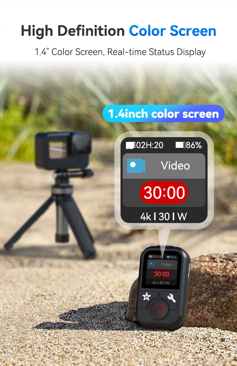 TELESIN Waterproof Bluetooth Remote for GoPro Hero 13/12/11/10/9/8/Max with Wrist Strap – Action Camera Accessory