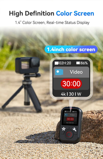 TELESIN Waterproof Bluetooth Remote for GoPro Hero 13/12/11/10/9/8/Max with Wrist Strap – Action Camera Accessory