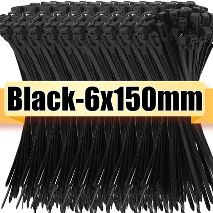 100/1000pcs Reusable Nylon Cable Ties – Adjustable Self-Locking Zip Tie Straps for Cord Organization & Binding