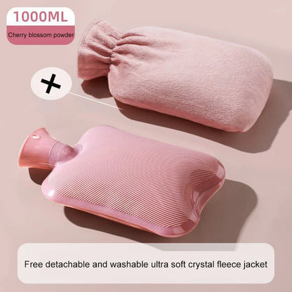 2000ml Winter Plush PVC Hot Water Bag – Explosion-Proof, Heat-Resistant Hand & Waist Warmer for Home and Bedding Gifts