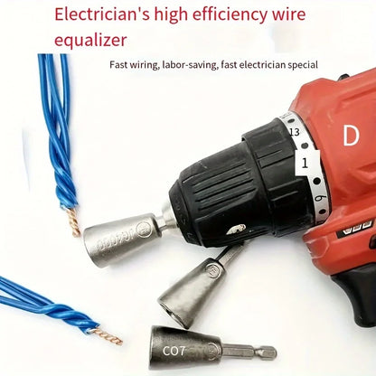 3pcs Wire Twister Tool Set for Drill — Wire Connector & Electrical Wire Nut Twisting Tool