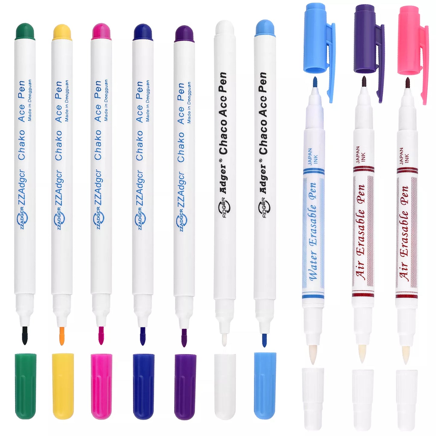 Disappearing Fabric Marker Pen Set - Erasable Ink for Cross Stitch, Tailor's Quilting, and Dressmaking Sewing Tools (1/3pcs)
