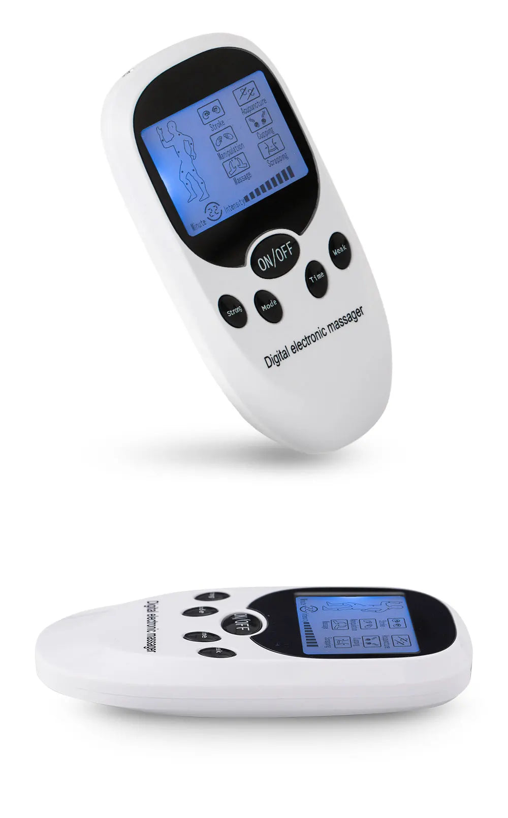 Digital TENS EMS Massager — Electric Pulse Muscle Stimulator with Electrode Pads for Back and Neck, Home Use